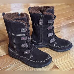 NWOT Timberland Girl’s Brown Suede Leather Lace-Up Boots, Size 13.5 US, 32 EU